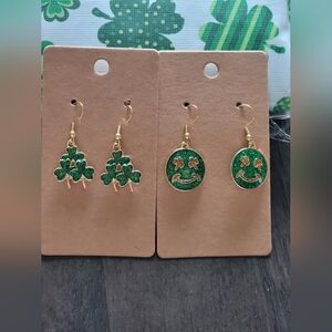St. Patrick's Day Handcrafted Gold and Green Clover Earrings 2/$15
